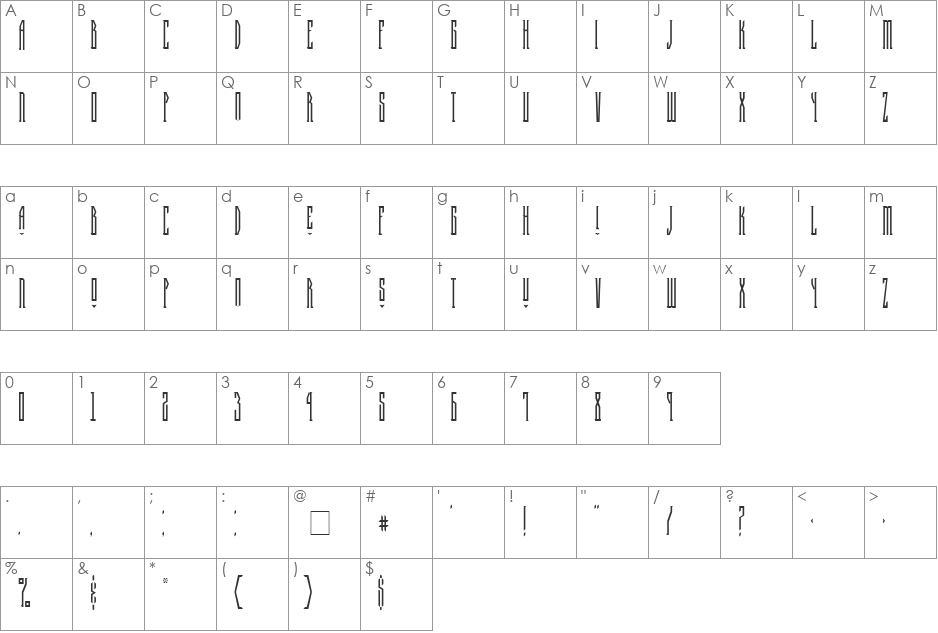 HalfwayHouse font character map preview