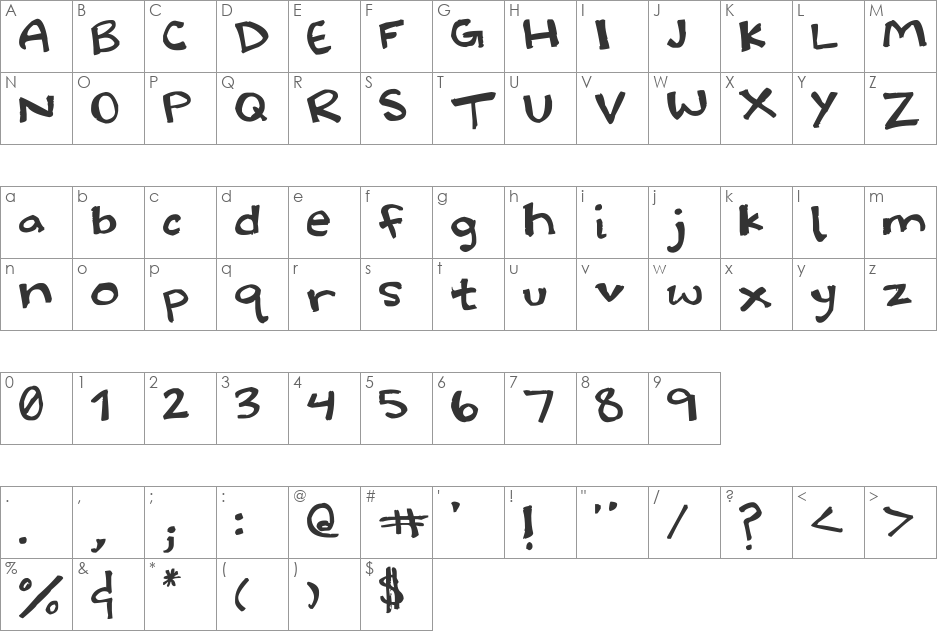 Halidoodle font character map preview