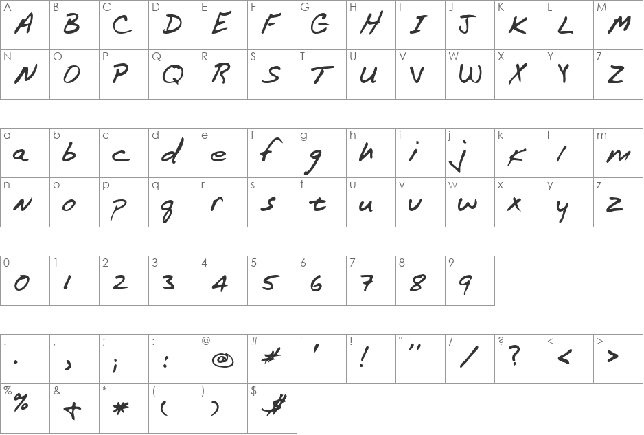 Hall font character map preview