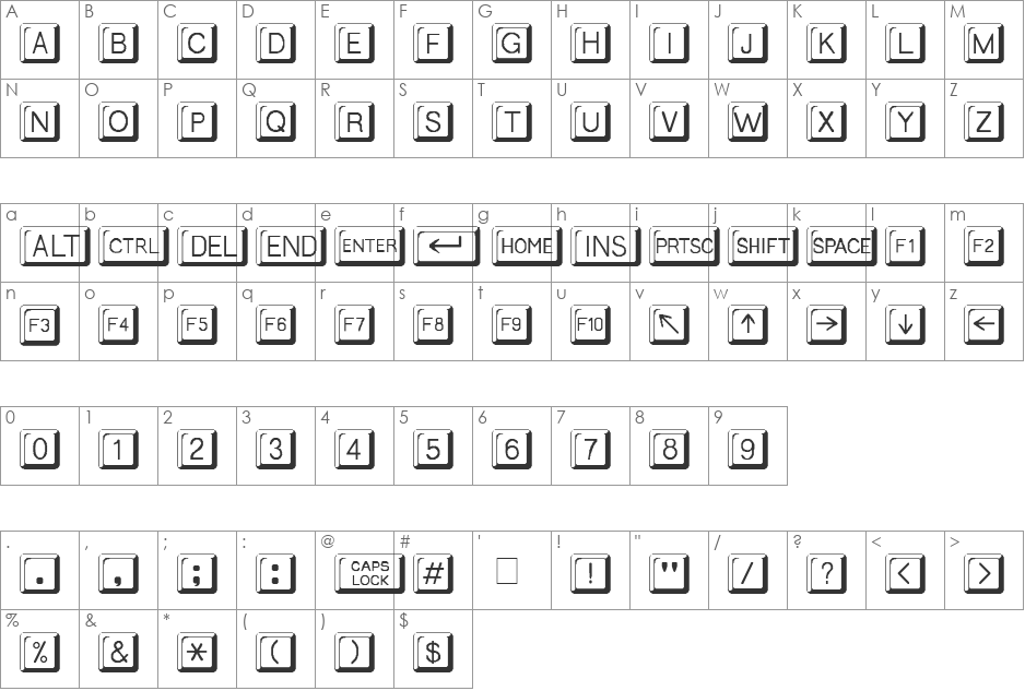 Arabian font character map preview