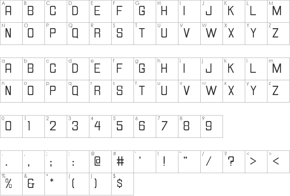 Hallandale Square JL font character map preview