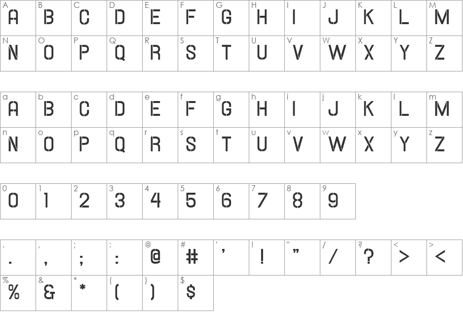 Hallandale Stencil Italic JL font character map preview