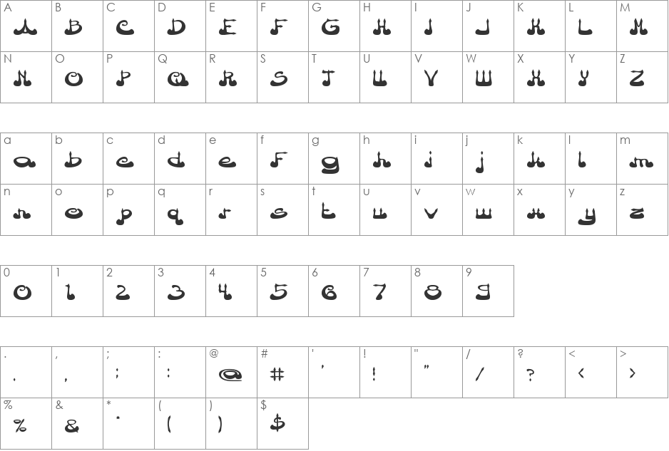 Arabian Prince font character map preview