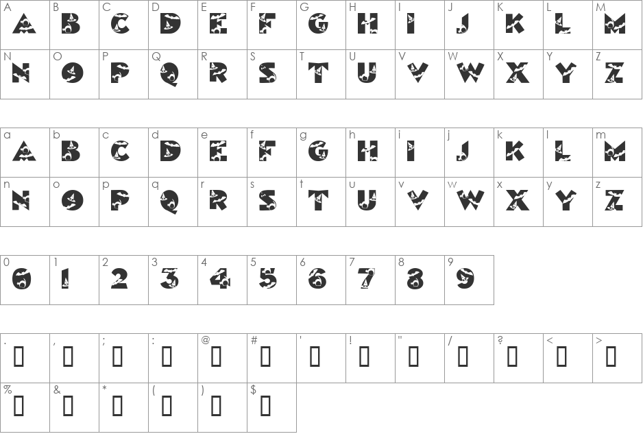 HalloweenKiddyFont font character map preview