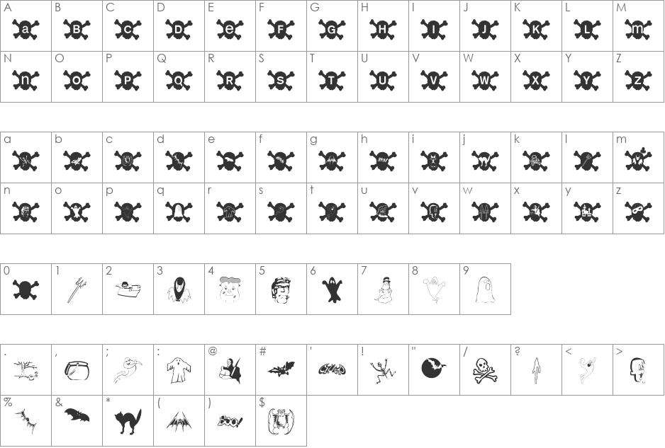 HalloWien font character map preview