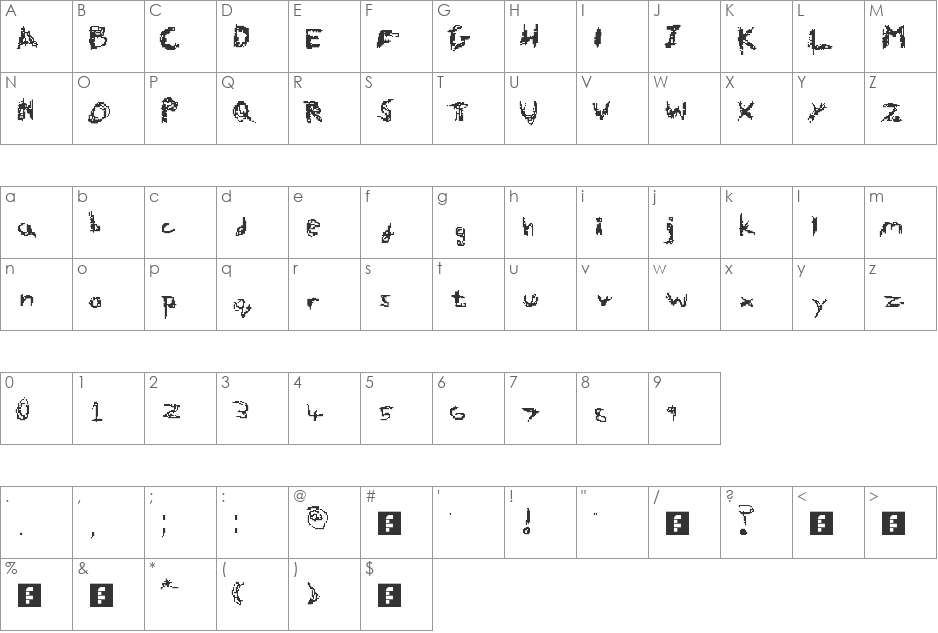 Hallworth font character map preview