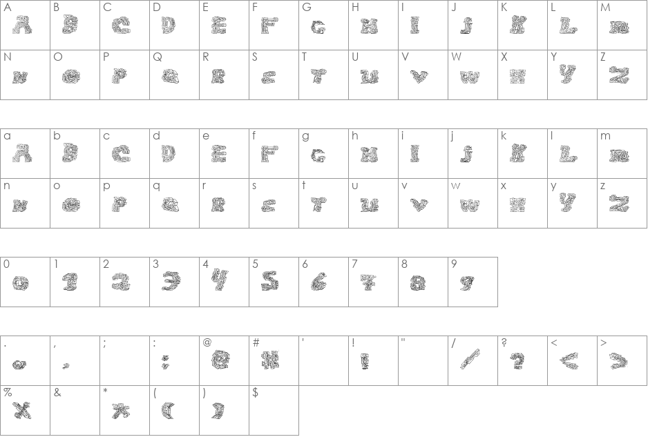 halo-sonic font character map preview