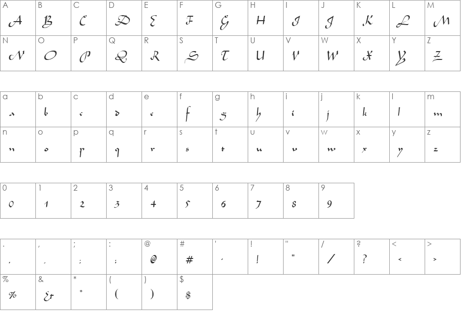 ArabianNormal Cyr font character map preview