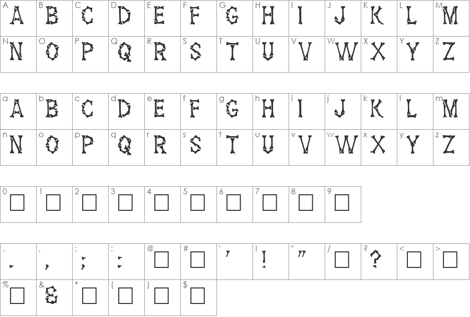 HALONA font character map preview