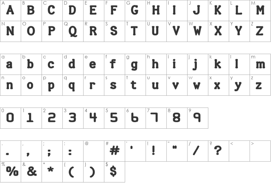 Halter font character map preview