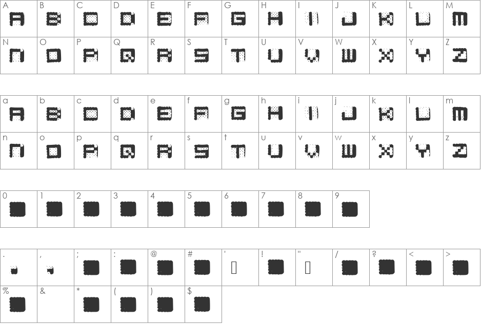 Hamarama font character map preview