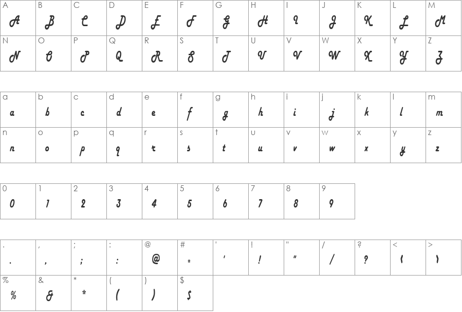 HamburgerCondensed font character map preview