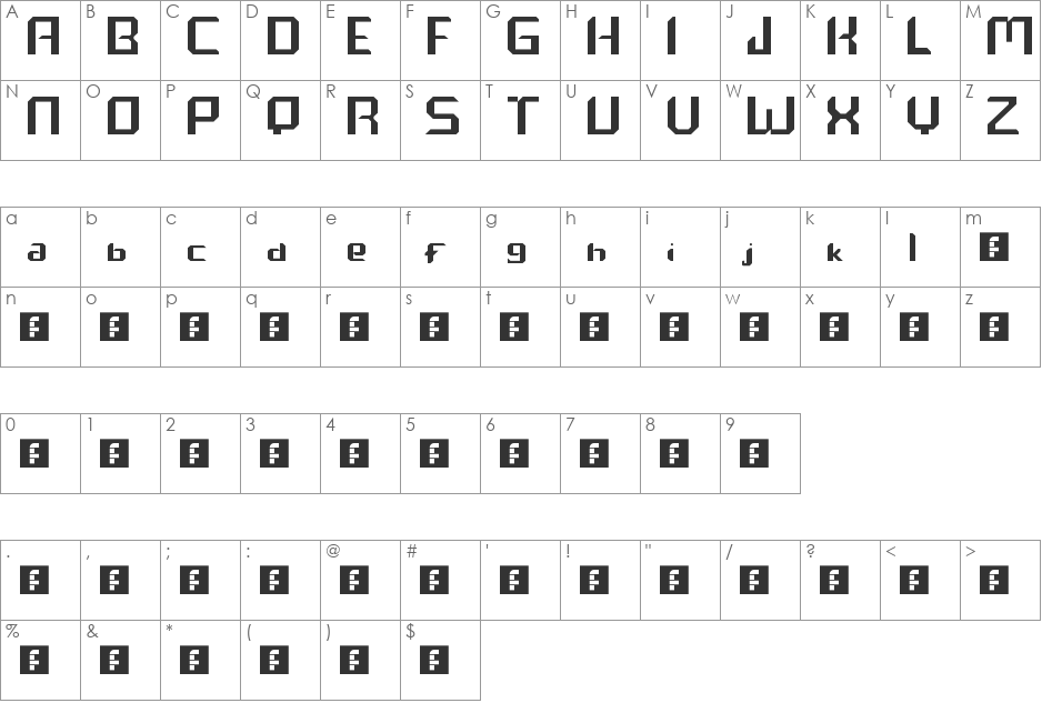HAMBURGERFONTSIV font character map preview