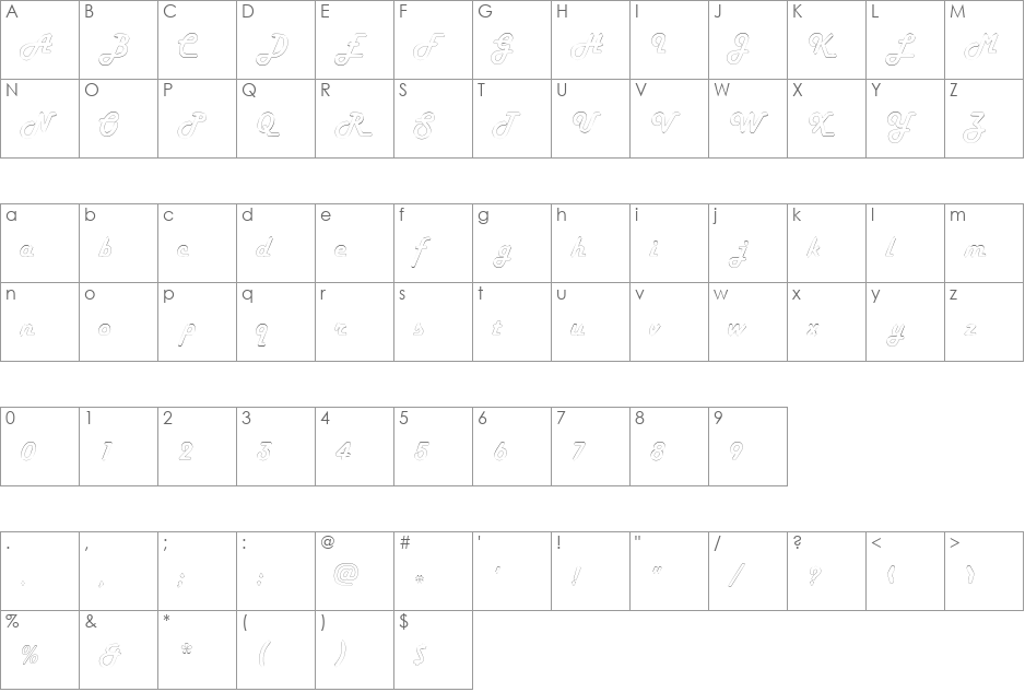 HamburgerOutline font character map preview
