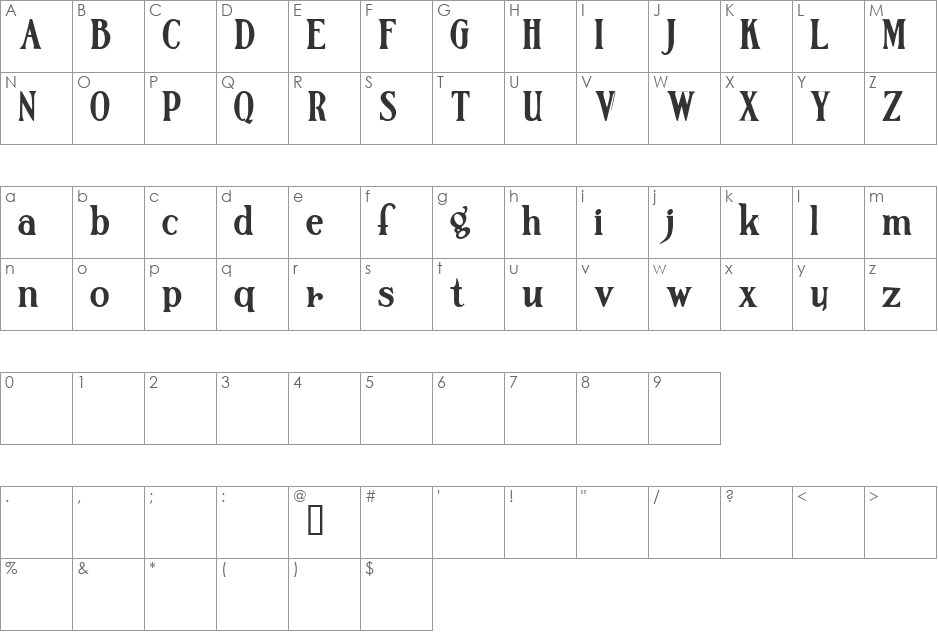 Hamilton Demo font character map preview