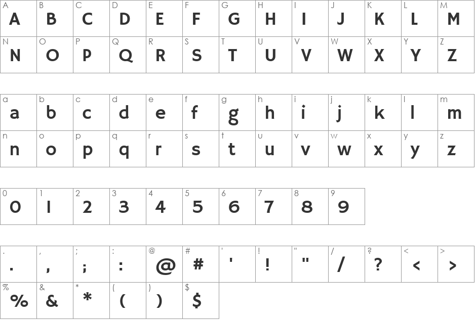 HammersmithOne font character map preview