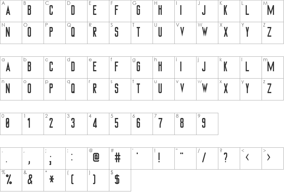 Hamsteade font character map preview