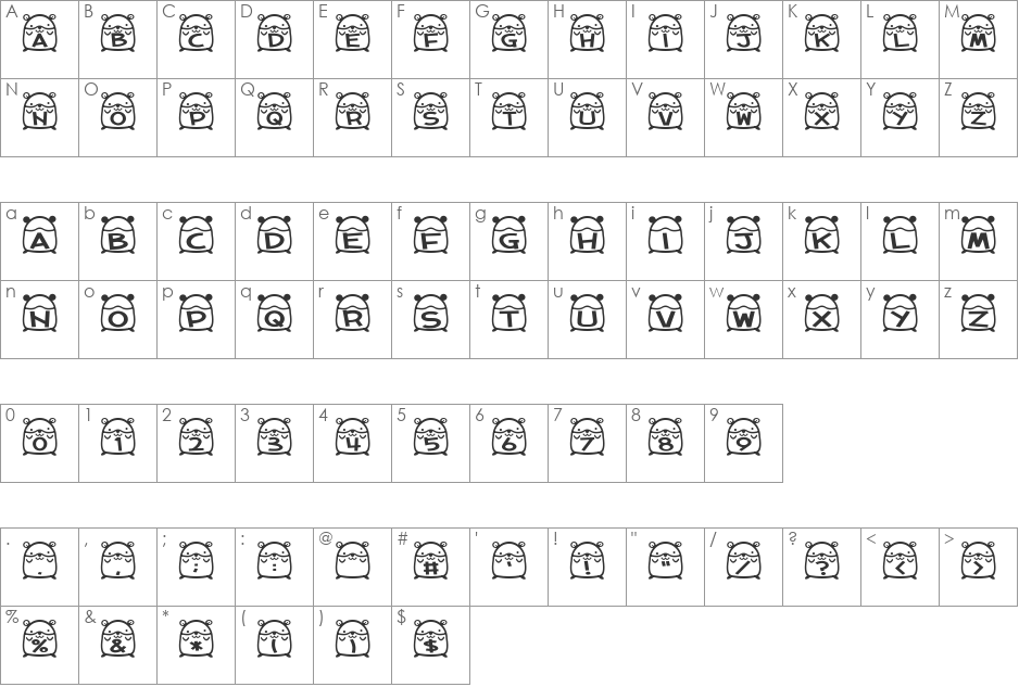 hamu font character map preview