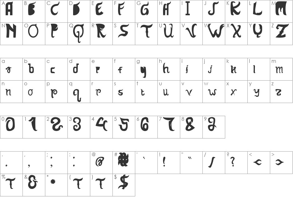 Hanatasya Sans font character map preview