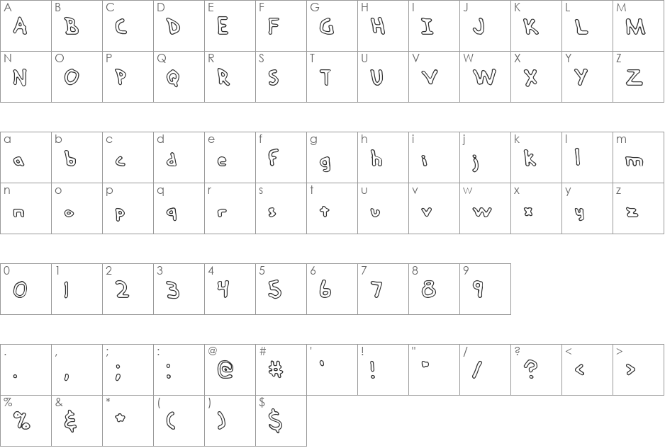 Hand Me Down S BRK font character map preview