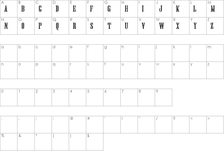 Hand Printing Press Stencil_dem font character map preview