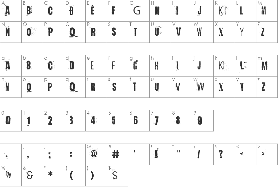 Handful of Nothing font character map preview