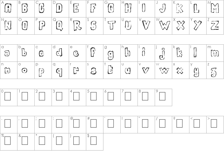 Handout font character map preview