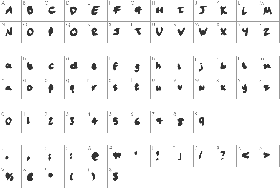 Handwriting font character map preview