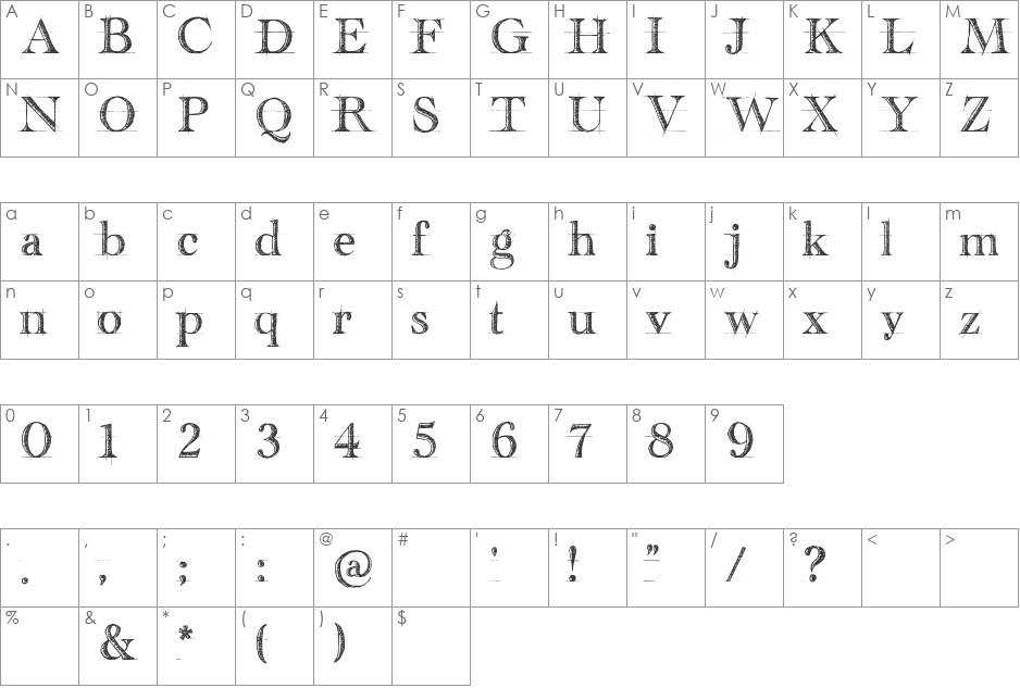 handwriting-draft_free-version font character map preview