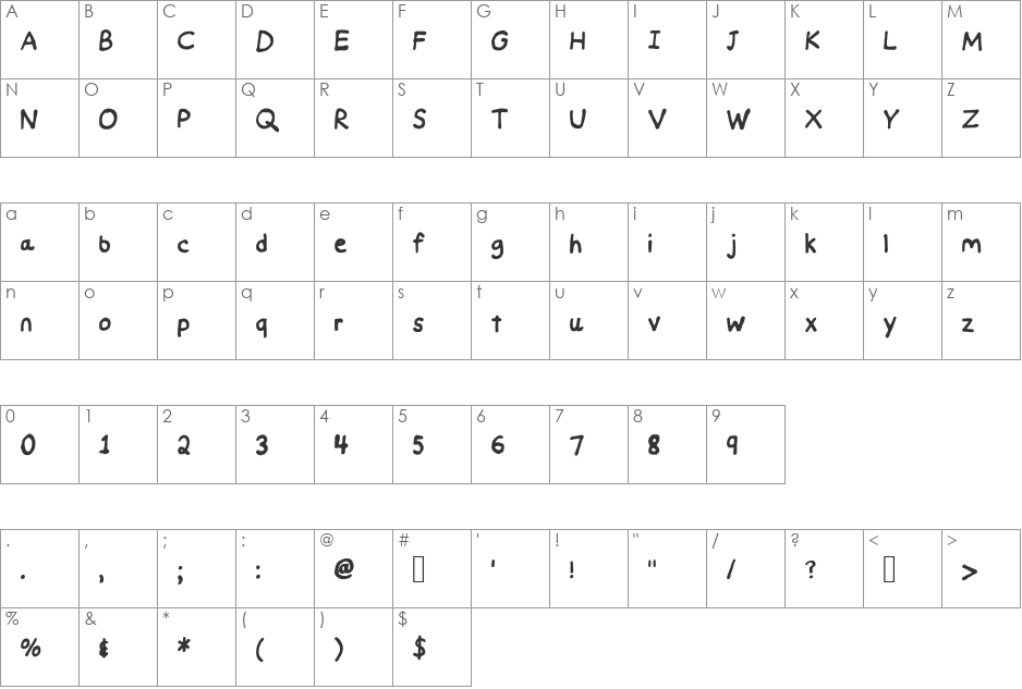 Handwritten Nat29 Font font character map preview