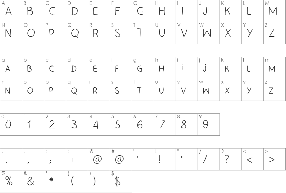 HAND_LEFT_CRE font character map preview