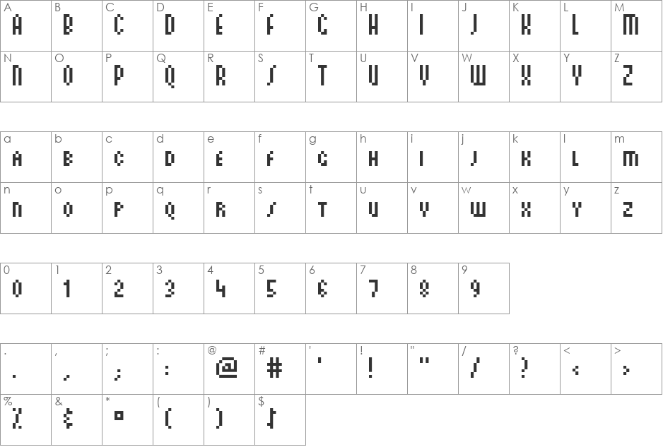 ArachnidSmallCaps font character map preview
