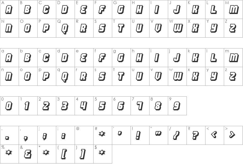Hang the DJ font character map preview