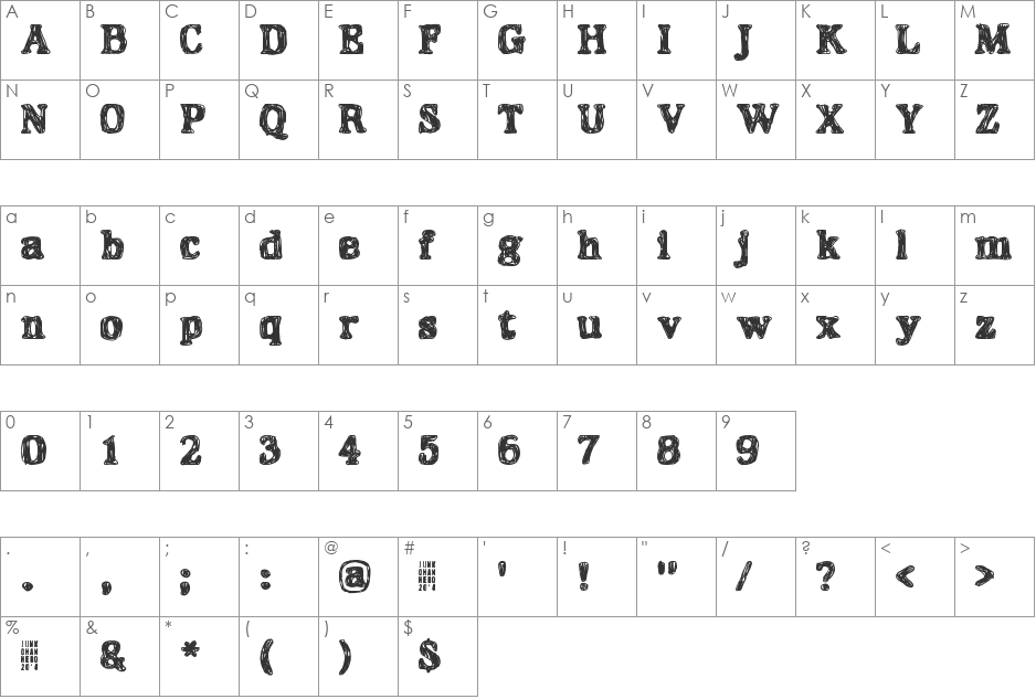 Hangover 2 font character map preview