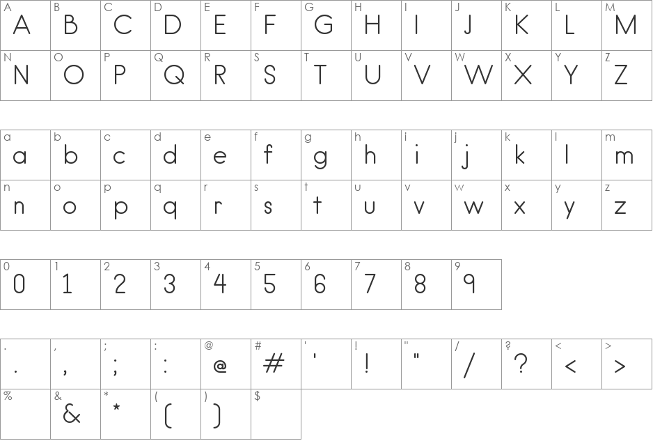 hanken round font character map preview