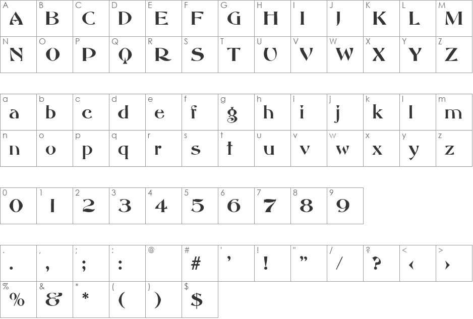HannahBecker font character map preview