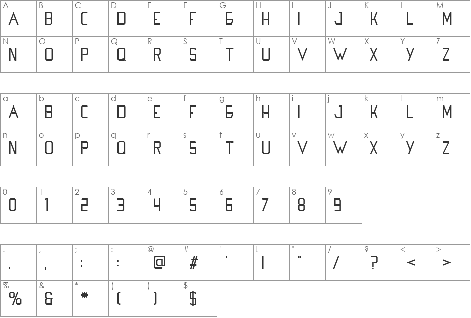 Hanoi font character map preview