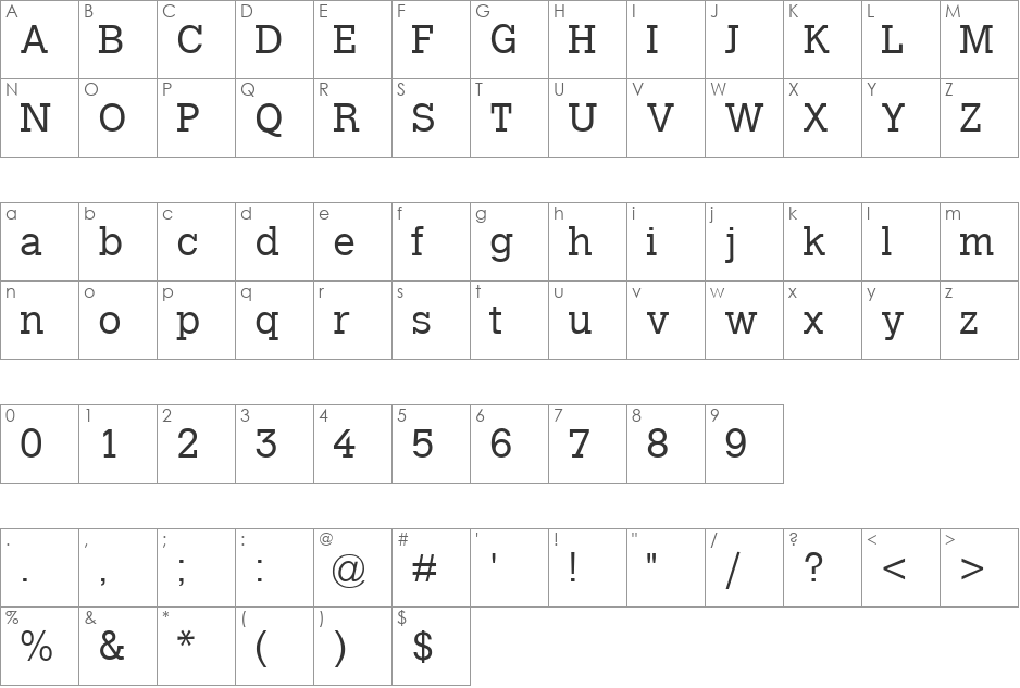 Hanseat font character map preview
