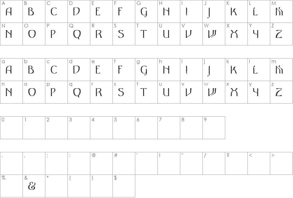 HansonCaps font character map preview