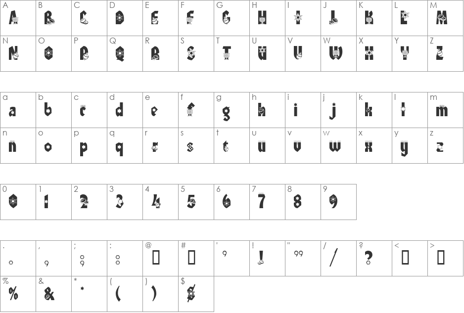 HANUKAH font character map preview