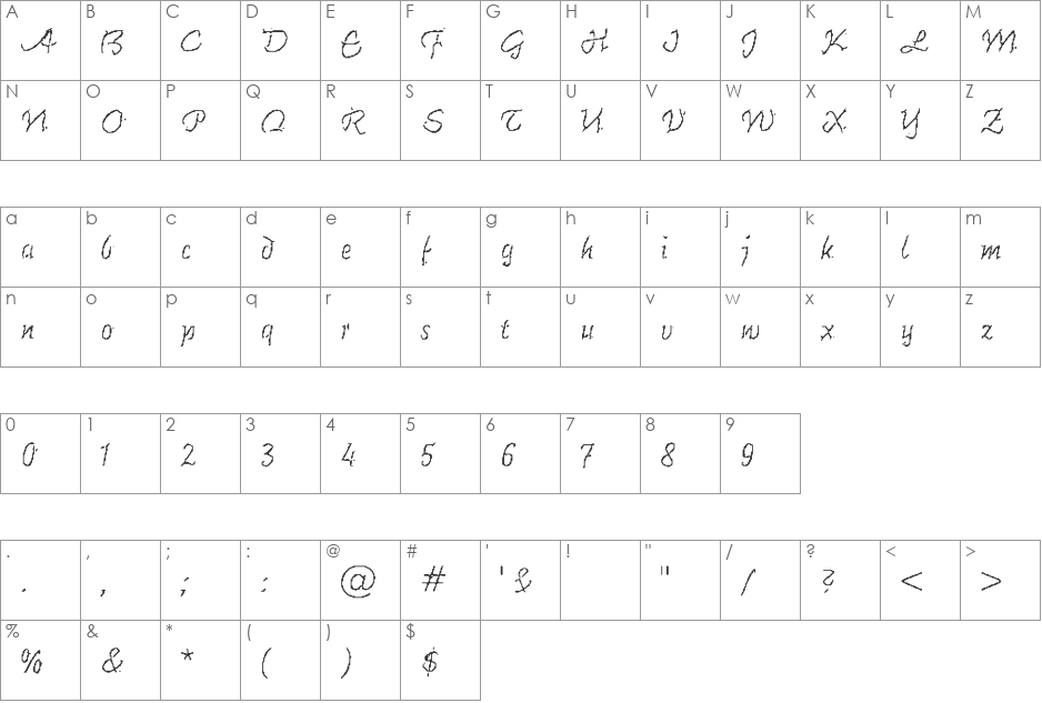 HanWangGB06 font character map preview
