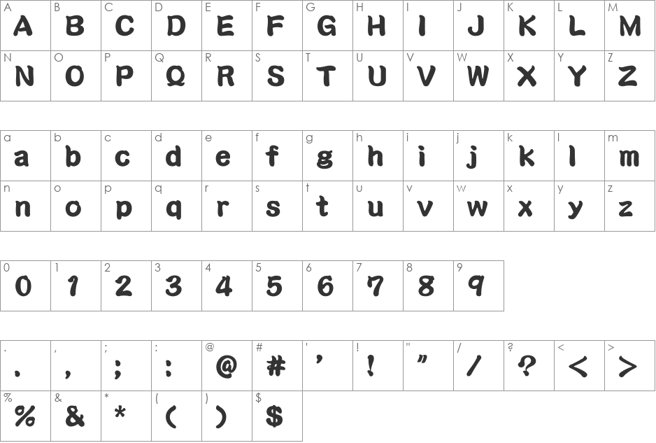 HanWangKanTan font character map preview