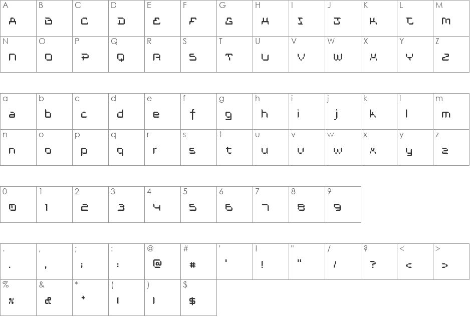 HAOZ font character map preview