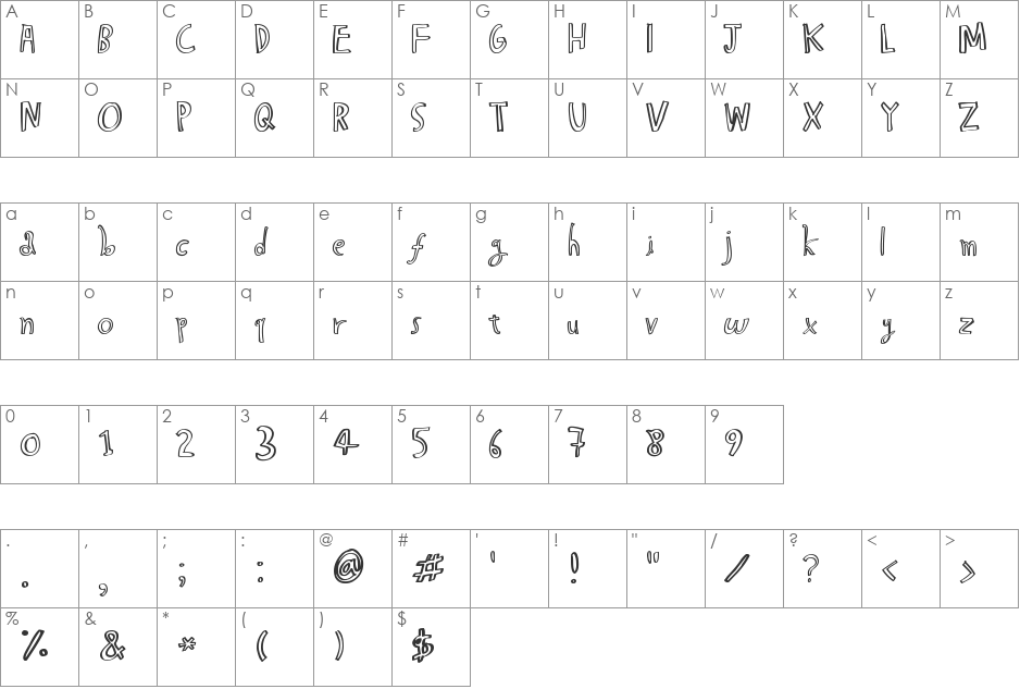 Hapole BMess font character map preview