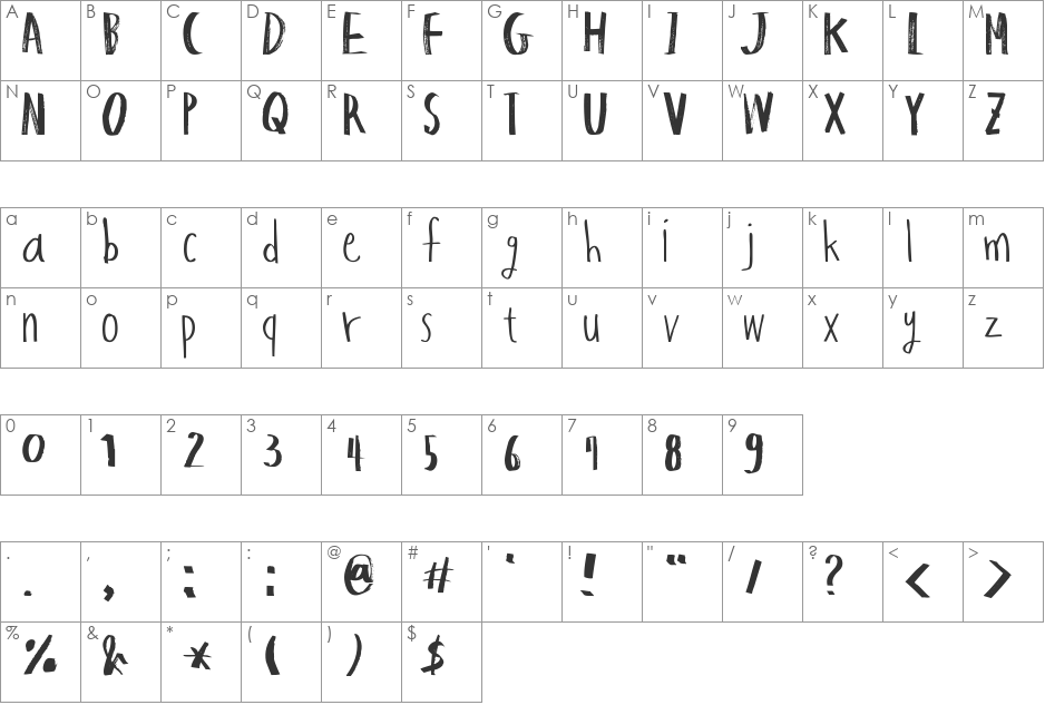 Hapole Markerpen font character map preview