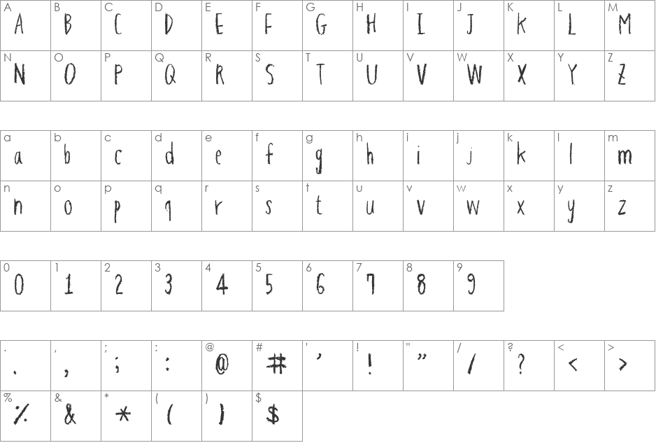 Hapole Pencil font character map preview