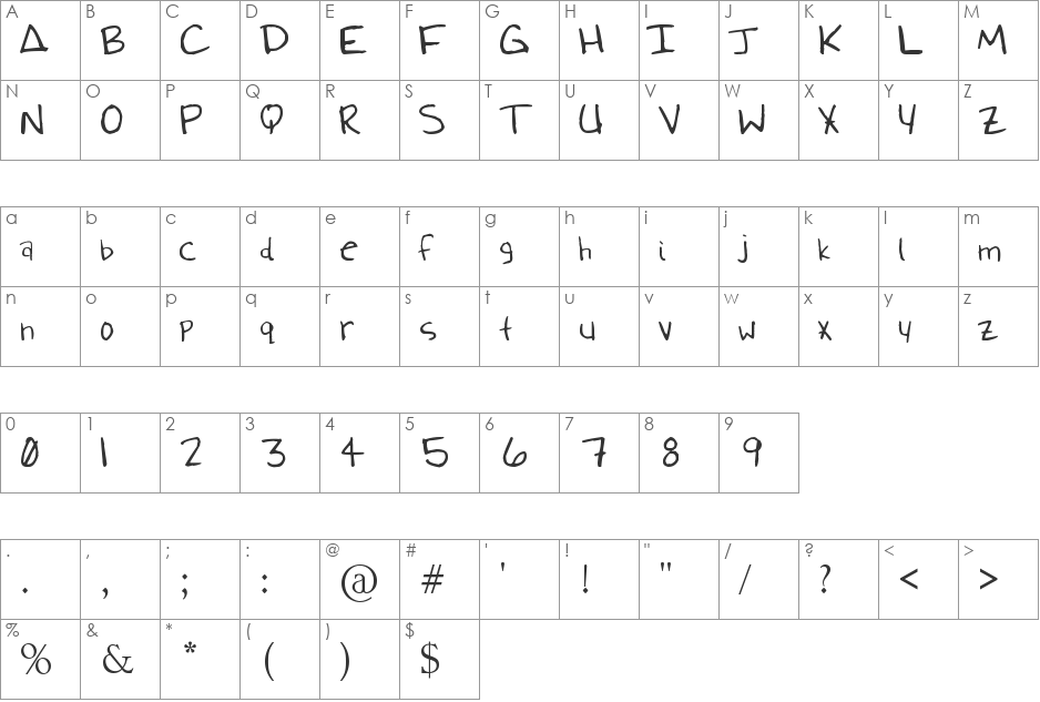 Happily Ever After font character map preview