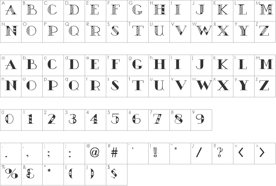 Happy Easter font character map preview