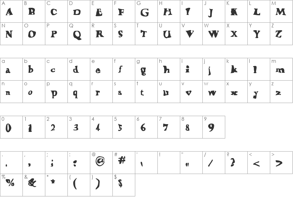 Happy Larry font character map preview