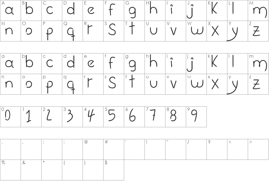 happy night font character map preview